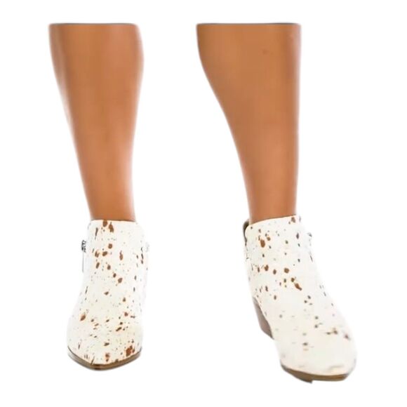 Nine West White Calf-Hair Ankle Bootie 8 Brown Pointy Toe - Picture 10 of 14